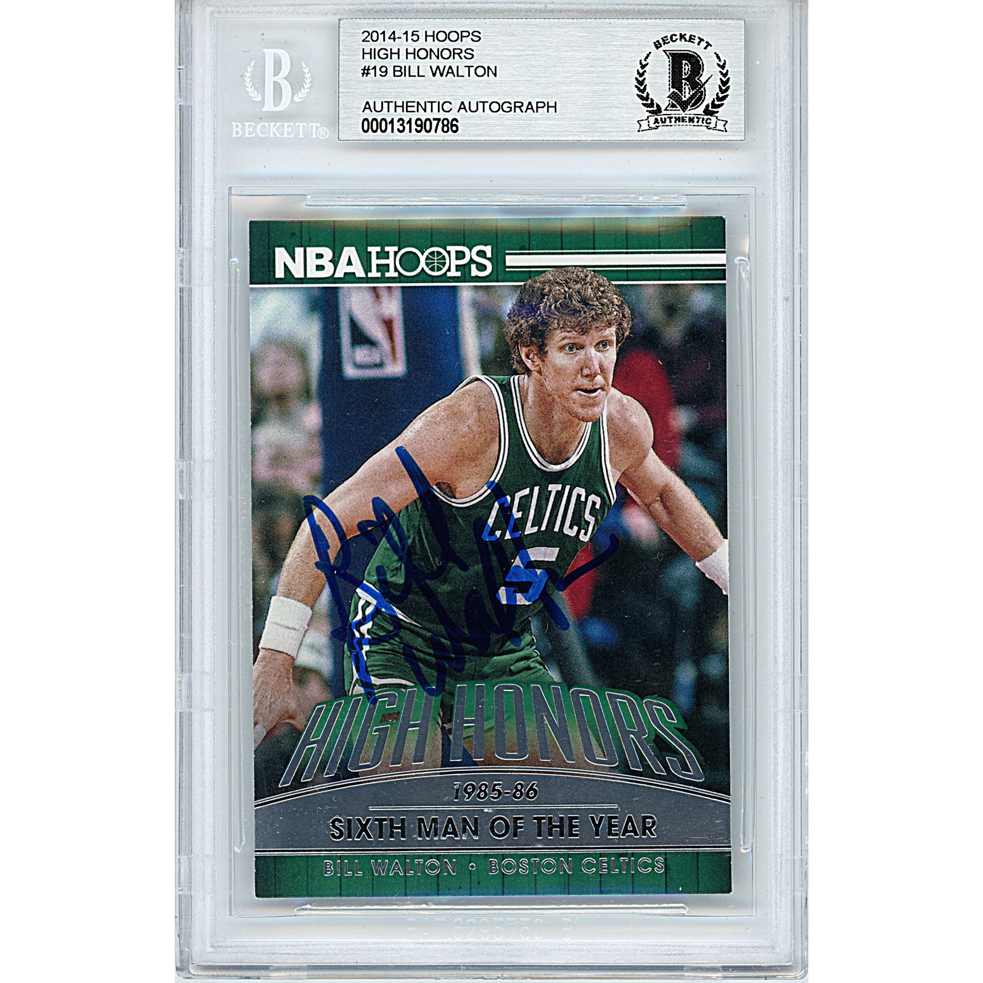 Basketballs- Autographed- Bill Walton Signed Boston Celtics 2014-2015 Hoops High Honors Basketball Card Beckett BAS Slabbed 00013190786 - 101