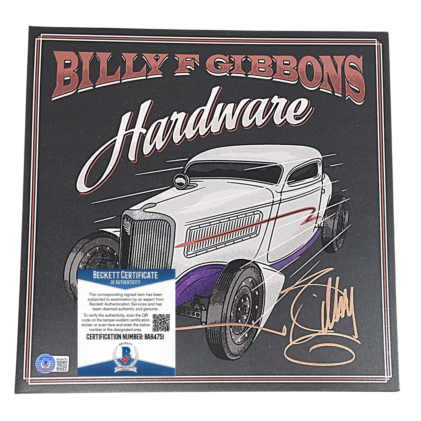 Music- Autographed- Billy Gibbons of ZZ Top Signed Hardware Vinyl Record Album Cover with Sealed Brand New Hardware Vinyl Record Beckett BAS Authentication 102