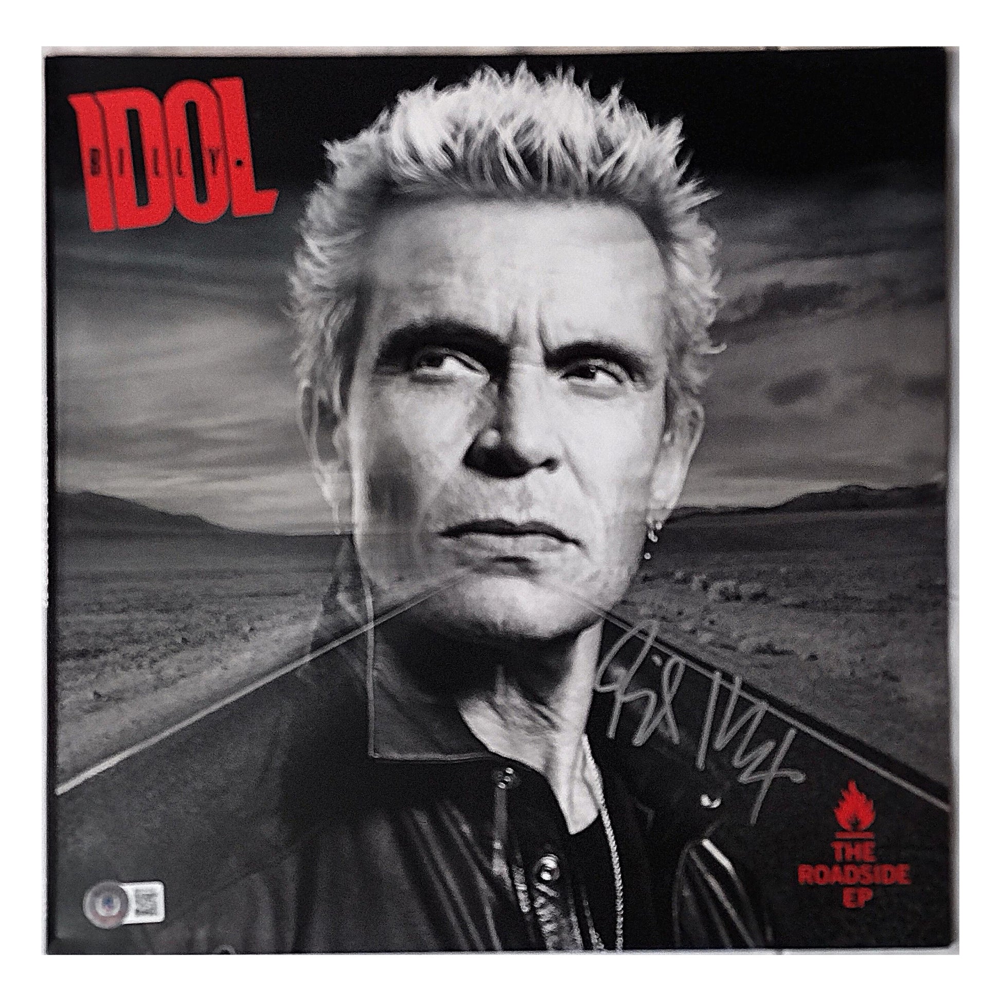 Music- Autographed- Billy Idol Signed Roadside EP Vinyl Record Album Cover Beckett BAS Authentication 202