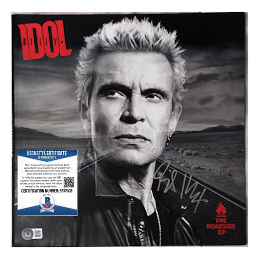 Music- Autographed- Billy Idol Signed Roadside EP Vinyl Record Album Cover Beckett BAS Authentication 201