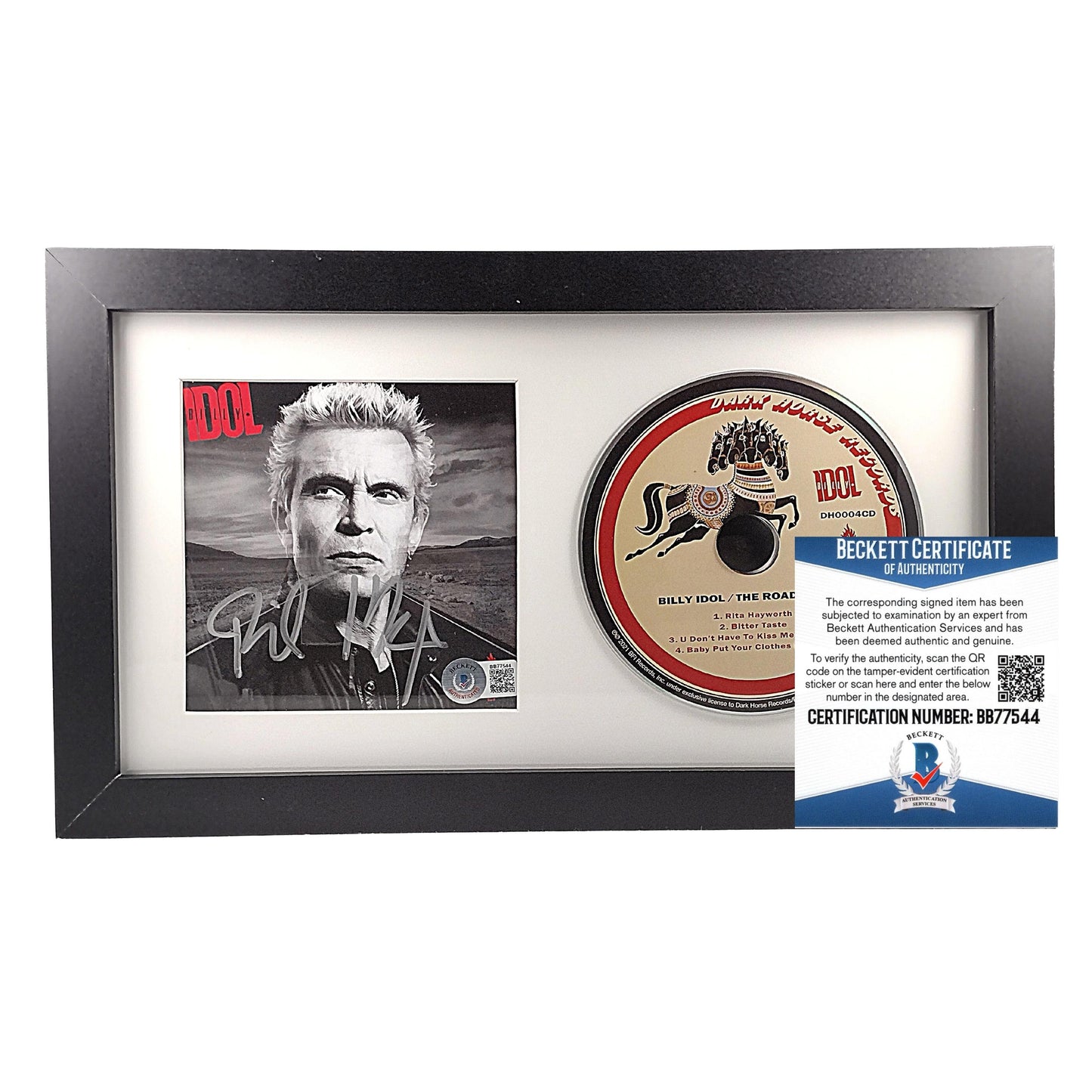 Music- Autographed- Billy Idol Signed The Roadside EP Compact Disc CD Cover Framed Matted Beckett BAS Authentication 101