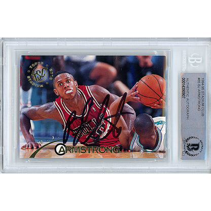 Basketballs- Autographed- BJ Armstrong Signed Chicago Bulls 1994-1995 Topps Stadium Club Beckett Authentic Slabbed 00014390907 - 101