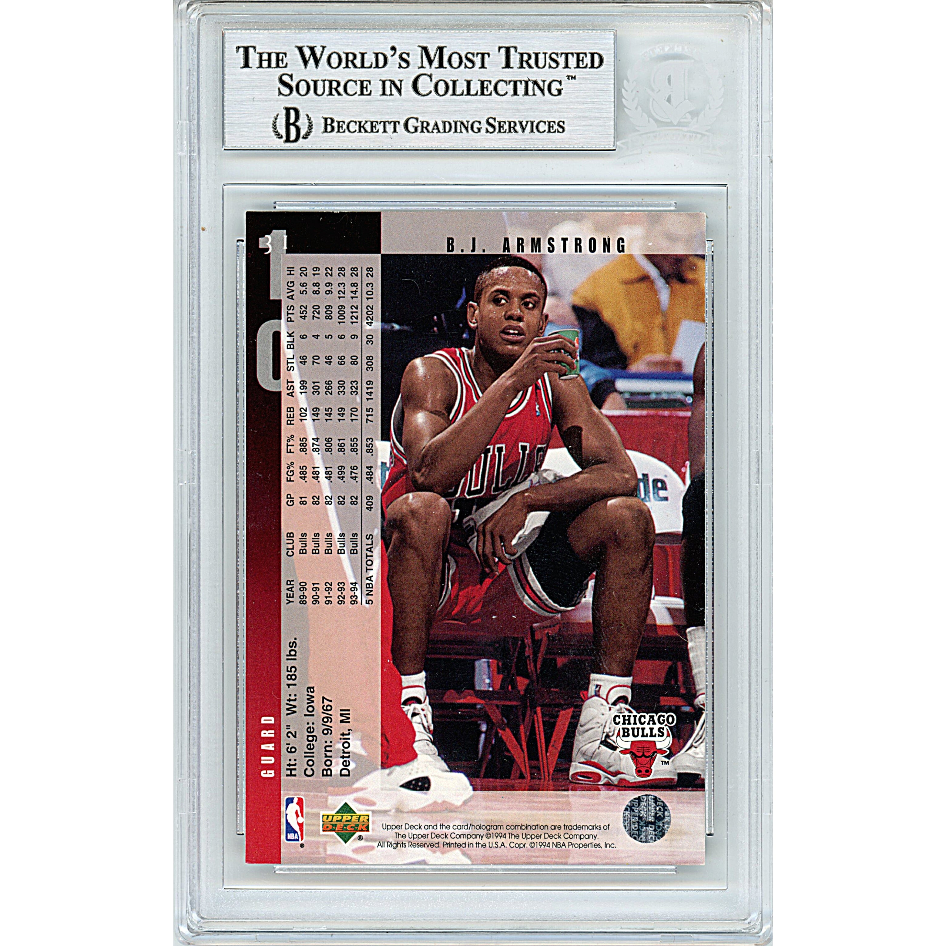 1994 Upper Deck #31 BJ Armstrong Signed Trading Card – Beckett BAS