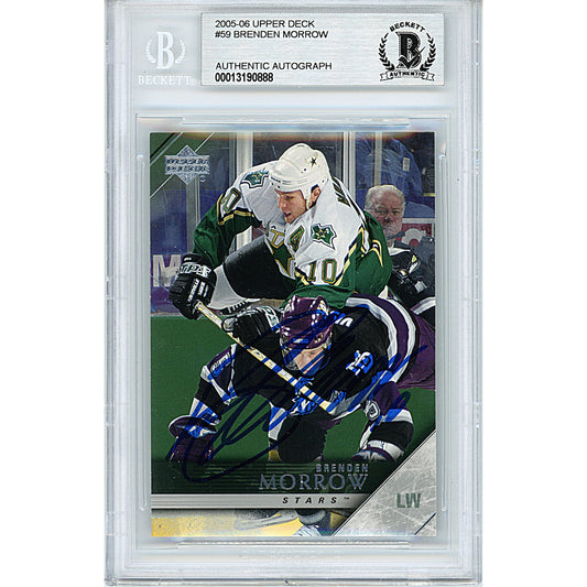 Hockey- Autographed- Brenden Morrow Signed Dallas Stars 2005-2006 Upper Deck Hockey Card Beckett BAS Slabbed 00013190888 - 101