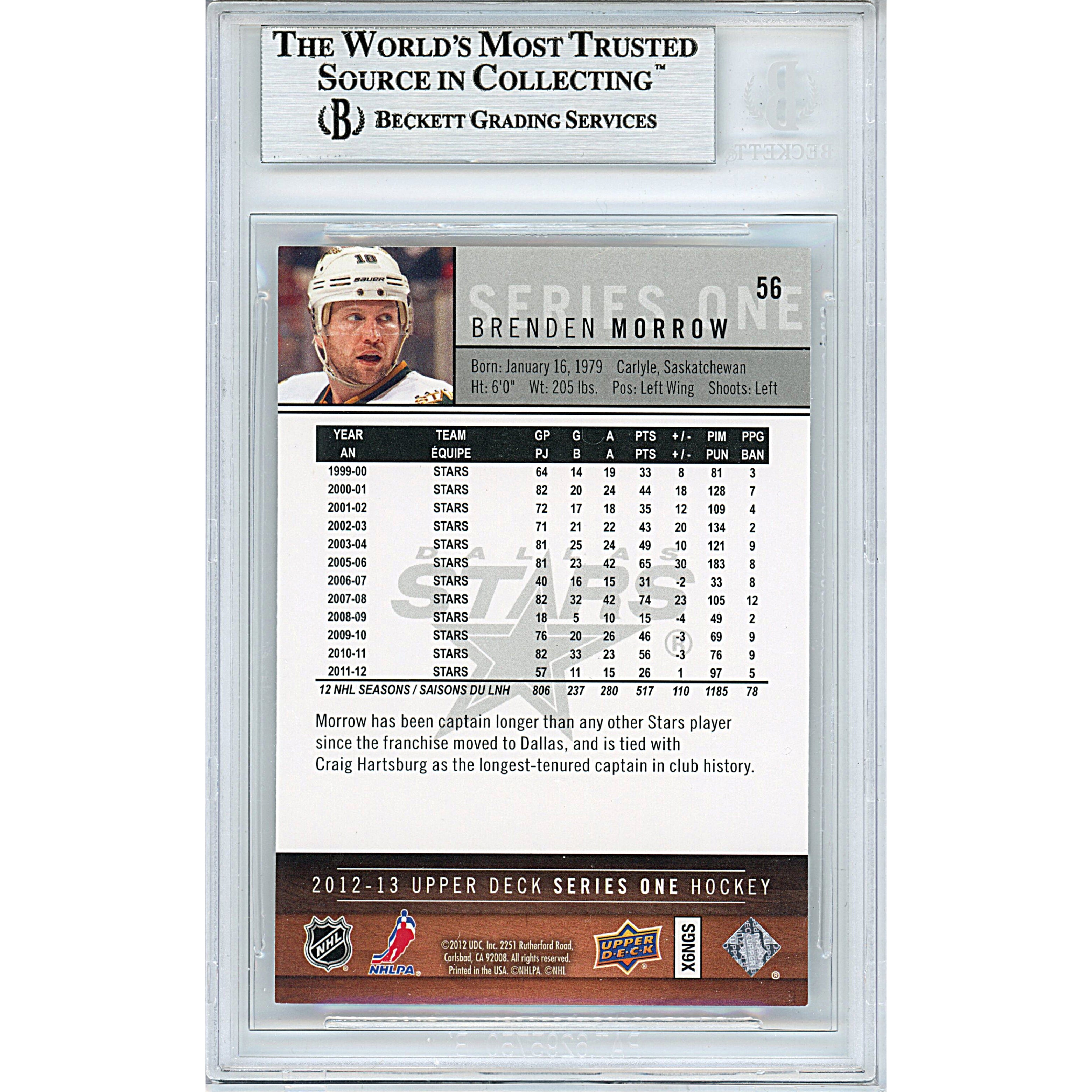 2012 Upper Deck #56 Brenden Morrow Signed Trading Card – Beckett BAS