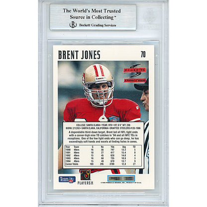 Footballs- Autographed- Brent Jones Signed 1995 Score Football Trading Card Beckett BAS Authenticated Slabbed 00013247805 - 103