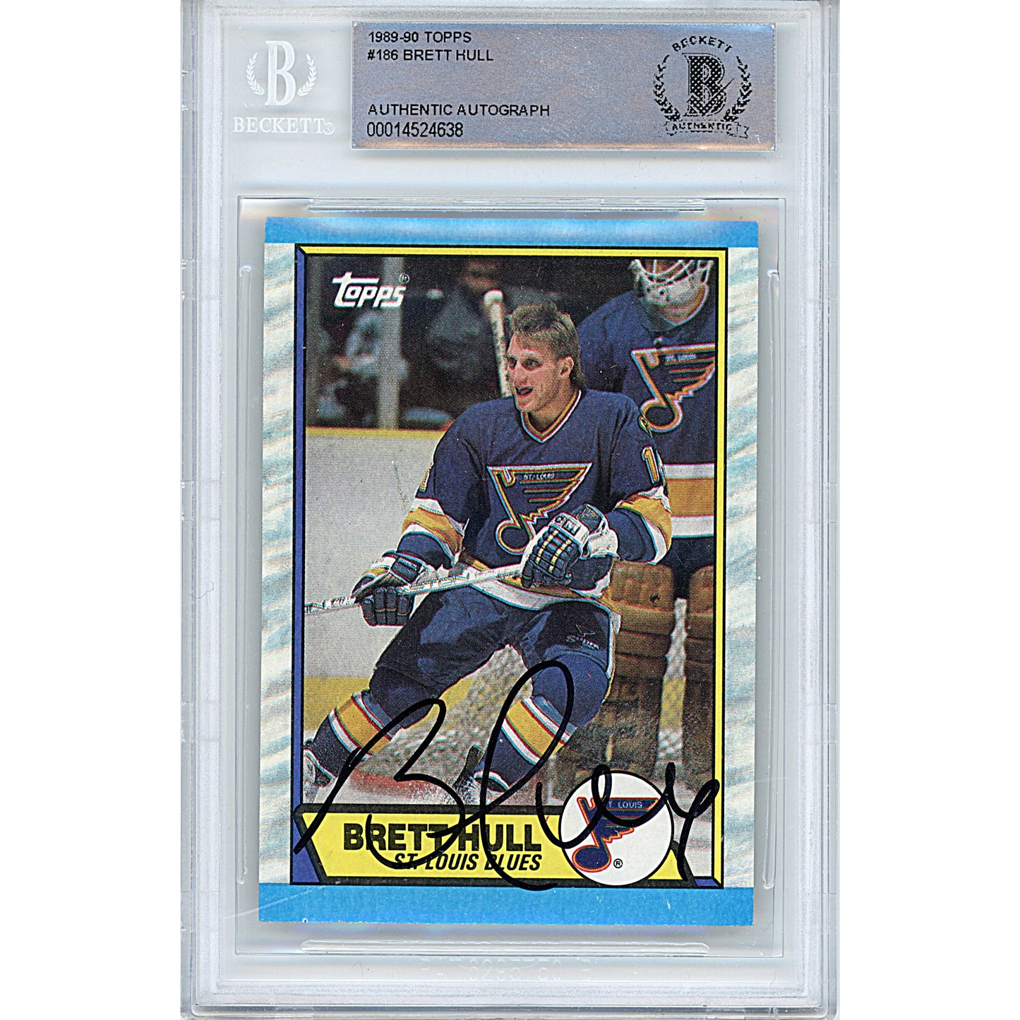 Hockey- Autographed- Brett Hull Signed St Louis Blues 1989-1990 Topps Hockey Cad Beckett Authentic Slabbed 00014524638 - 101