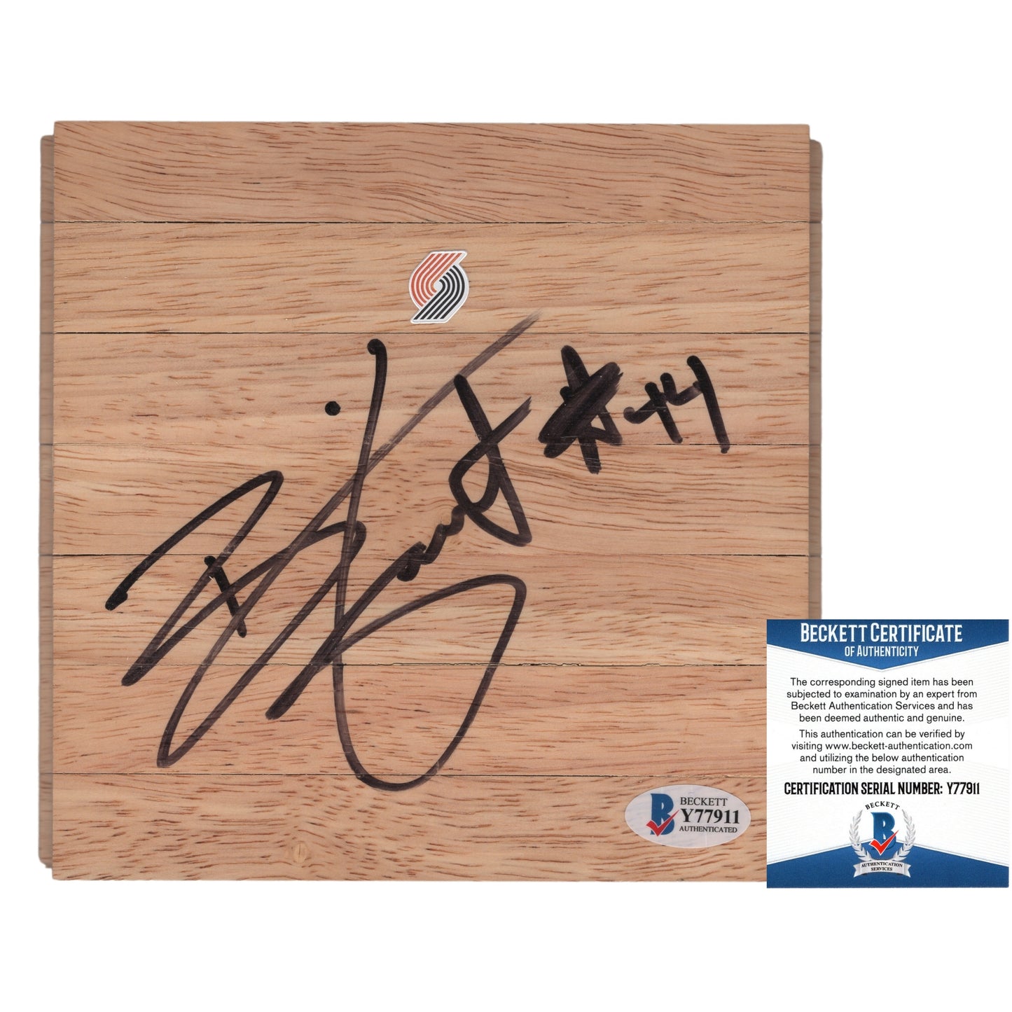 Basketballs- Autographed- Brian Grant Signed Portland Trail Blazers Floorboard Floor - Beckett BAS Authentication 101
