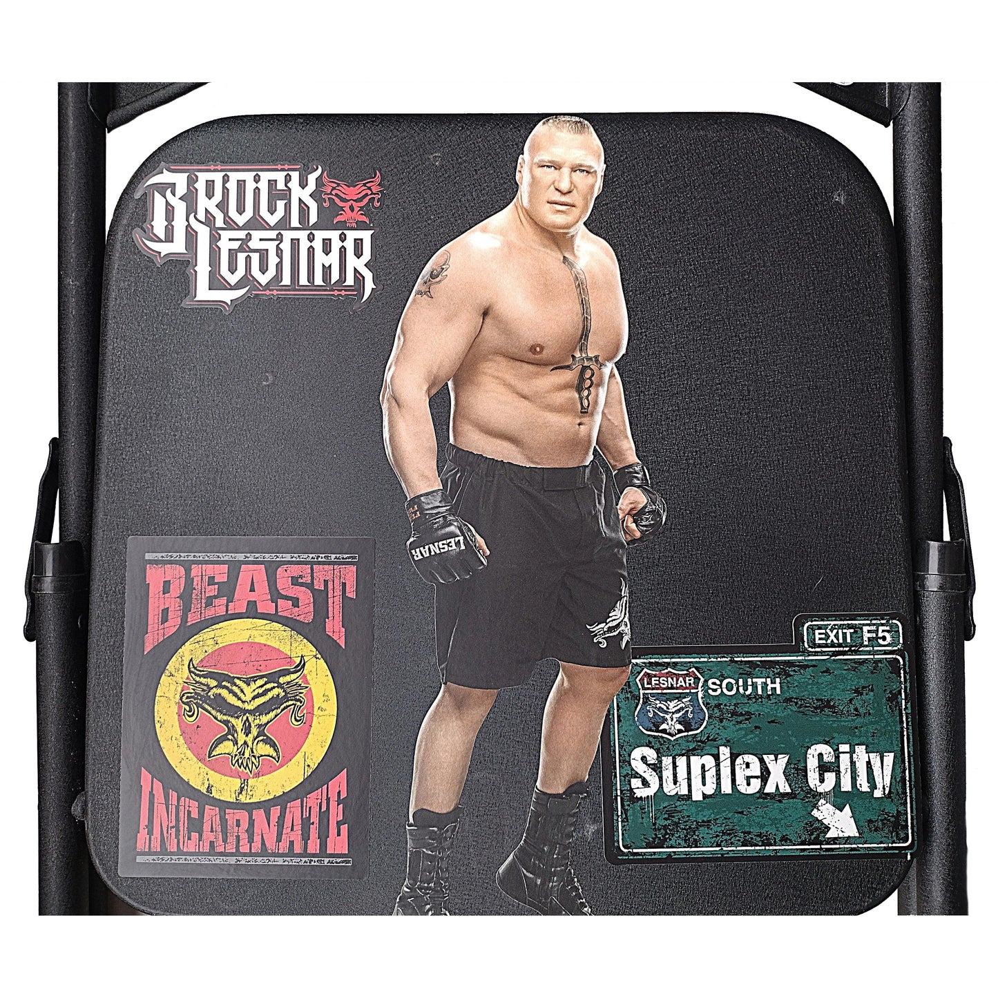 Wrestling- Autographed- Brock Lesnar Signed Black Steel Folding Chair WWE Wrestling UFC JSA Certified Authentic 103