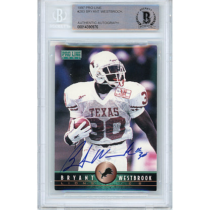 Footballs- Autographed- Bryant Westbrook Signed Texas Longhorns 1997 Pro Line Football Rookie Card Beckett Authentication Slabbed 00014390976 - 101