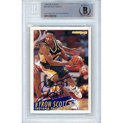 Basketballs- Autographed- Byron Scott Signed Indiana Pacers 1994-1995 Fleer Basketball Card Beckett Authentic Slabbed 00014390704 - 101