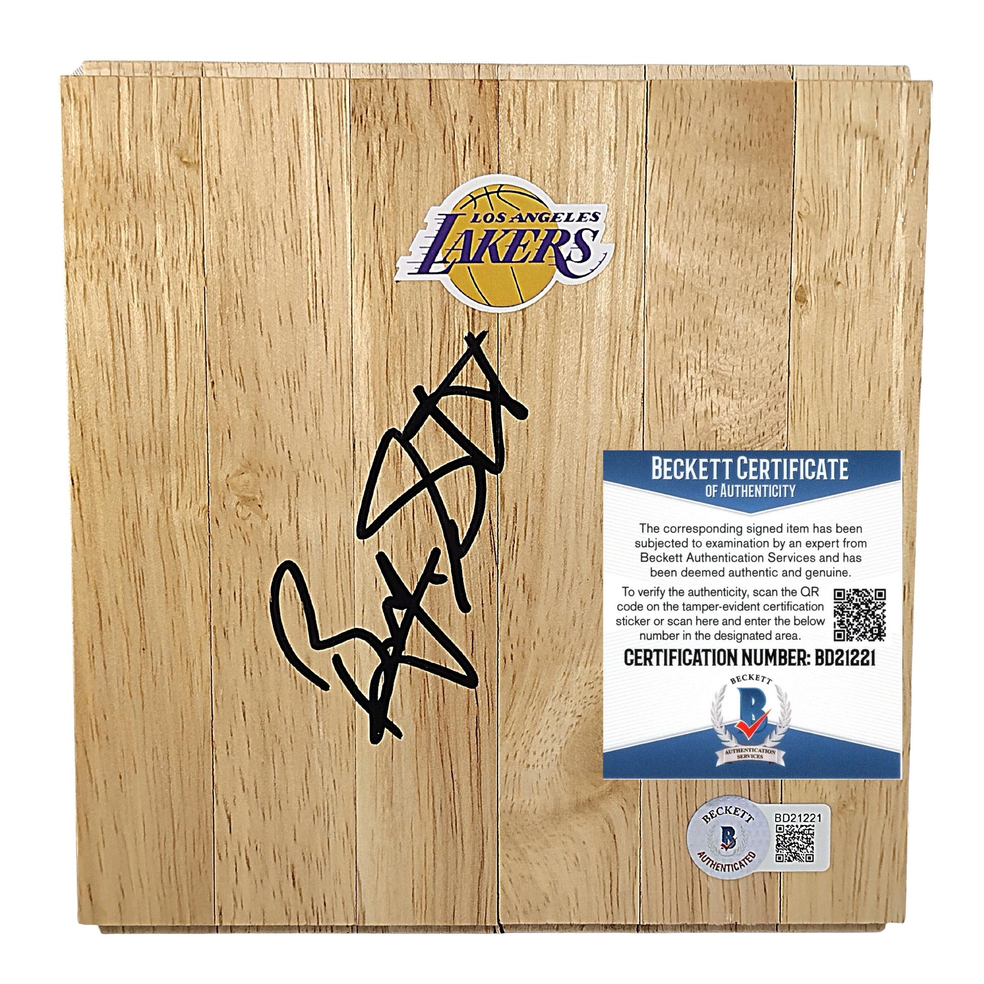 Basketballs- Autographed- Byron Scott Signed Los Angeles Lakers Logo 6x6 Parquet Basketball Floor Board Exact Proof Beckett Authentication 101