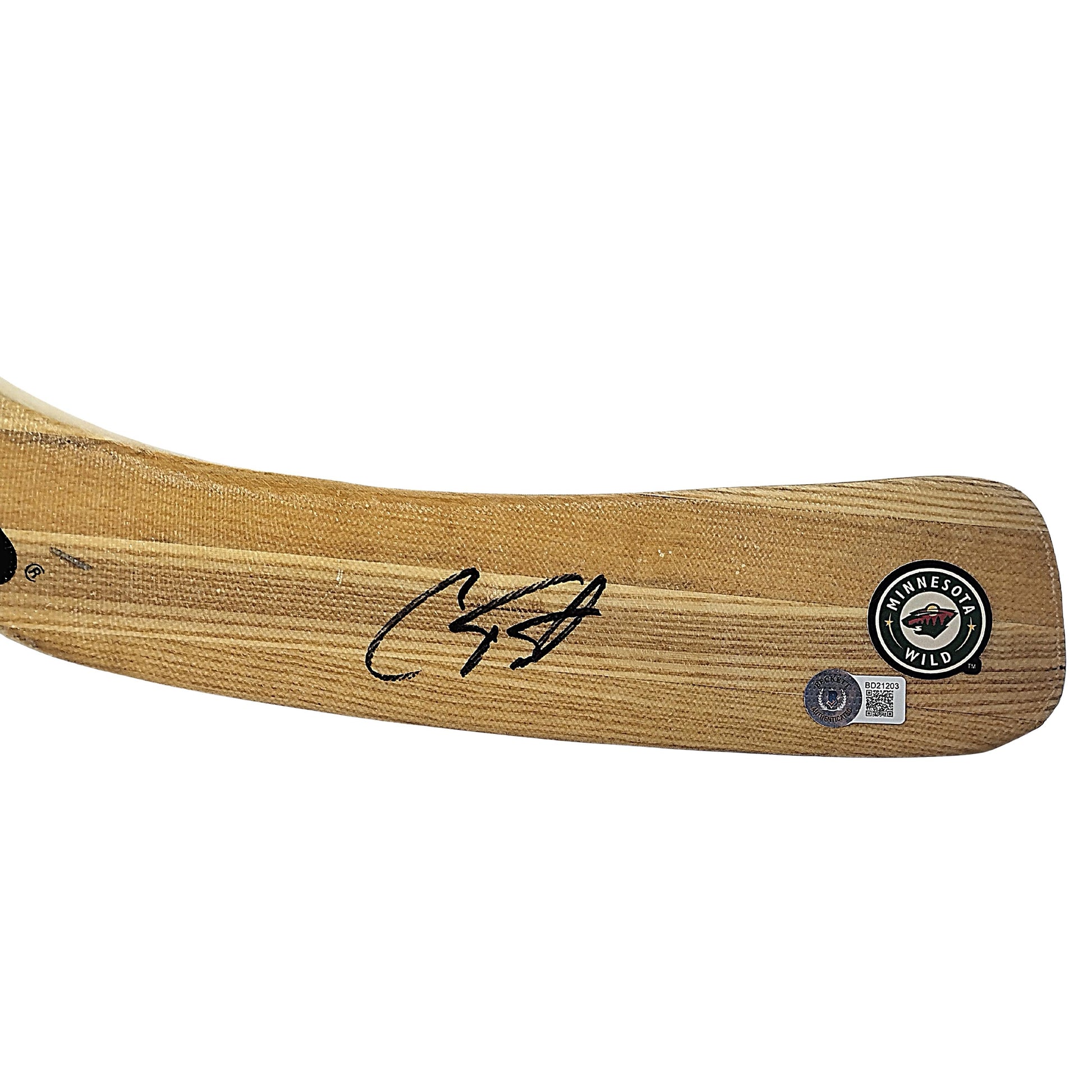 Hockey- Autographed- Cam Talbot Signed Minnesota Wild Hockey Stick Blade Exact Proof Beckett Authentication 203