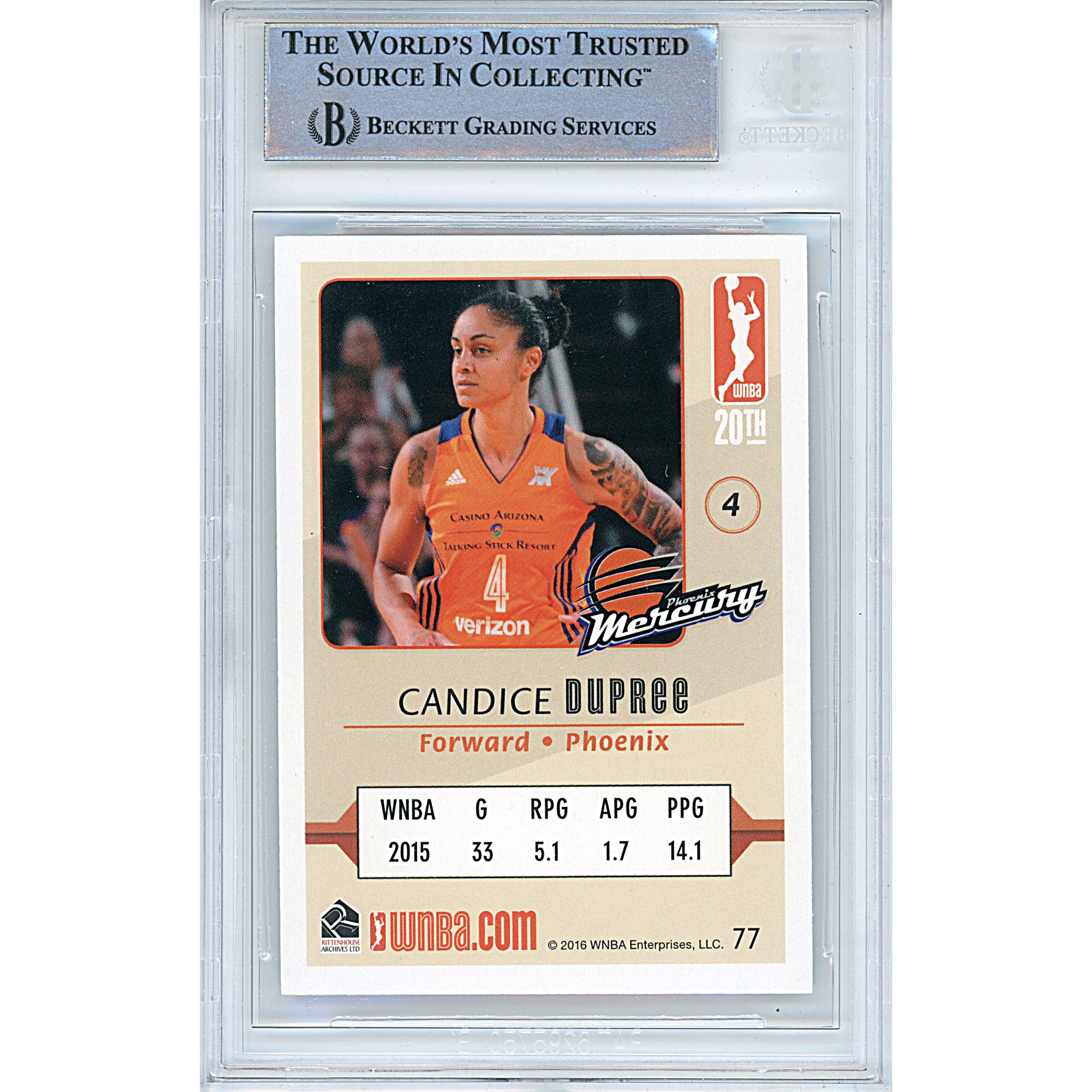 2016 Candice Dupree Signed Trading Card – Beckett BAS