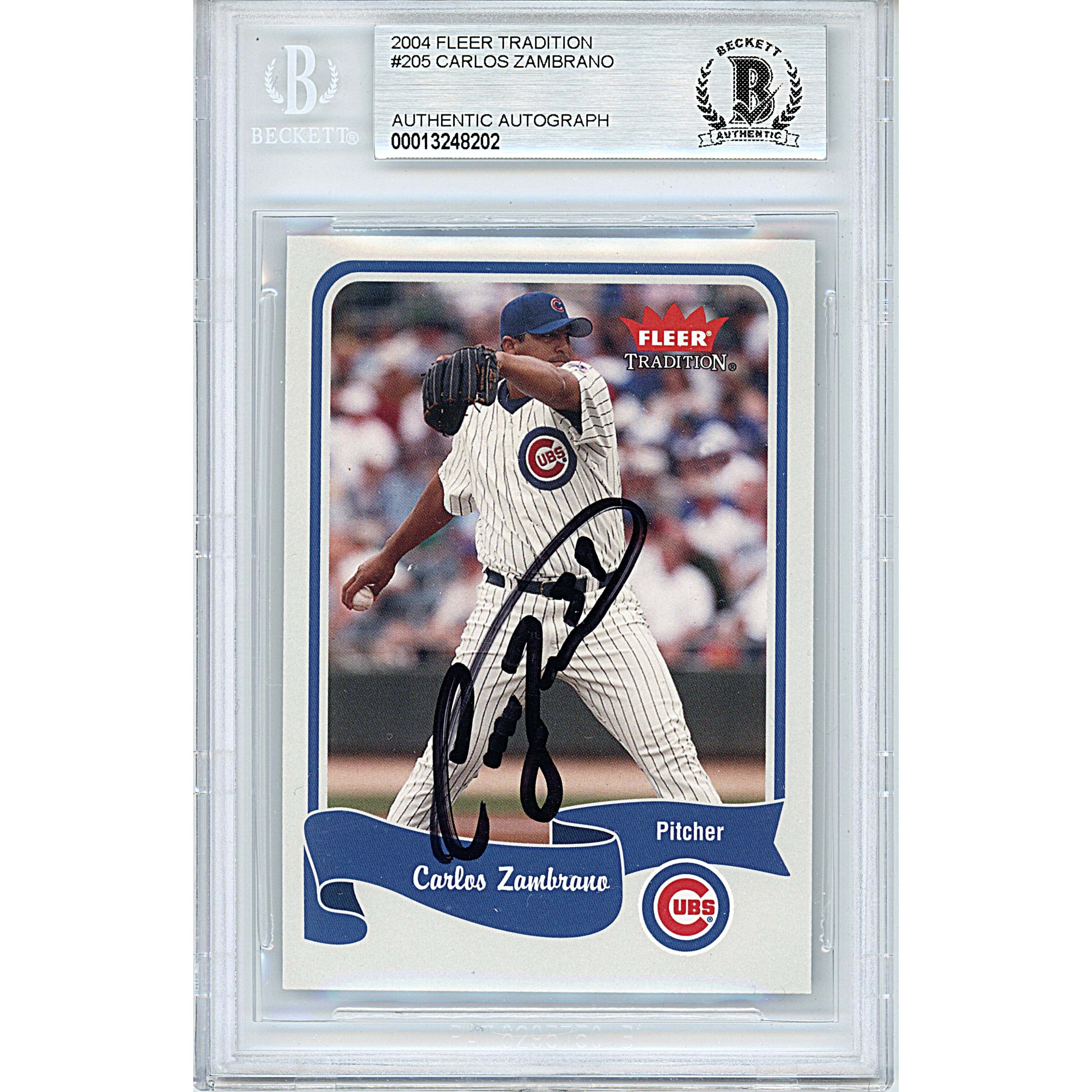 2004 Fleer #205 Carlos Zambrano Autographed Trading Card – Beckett BAS