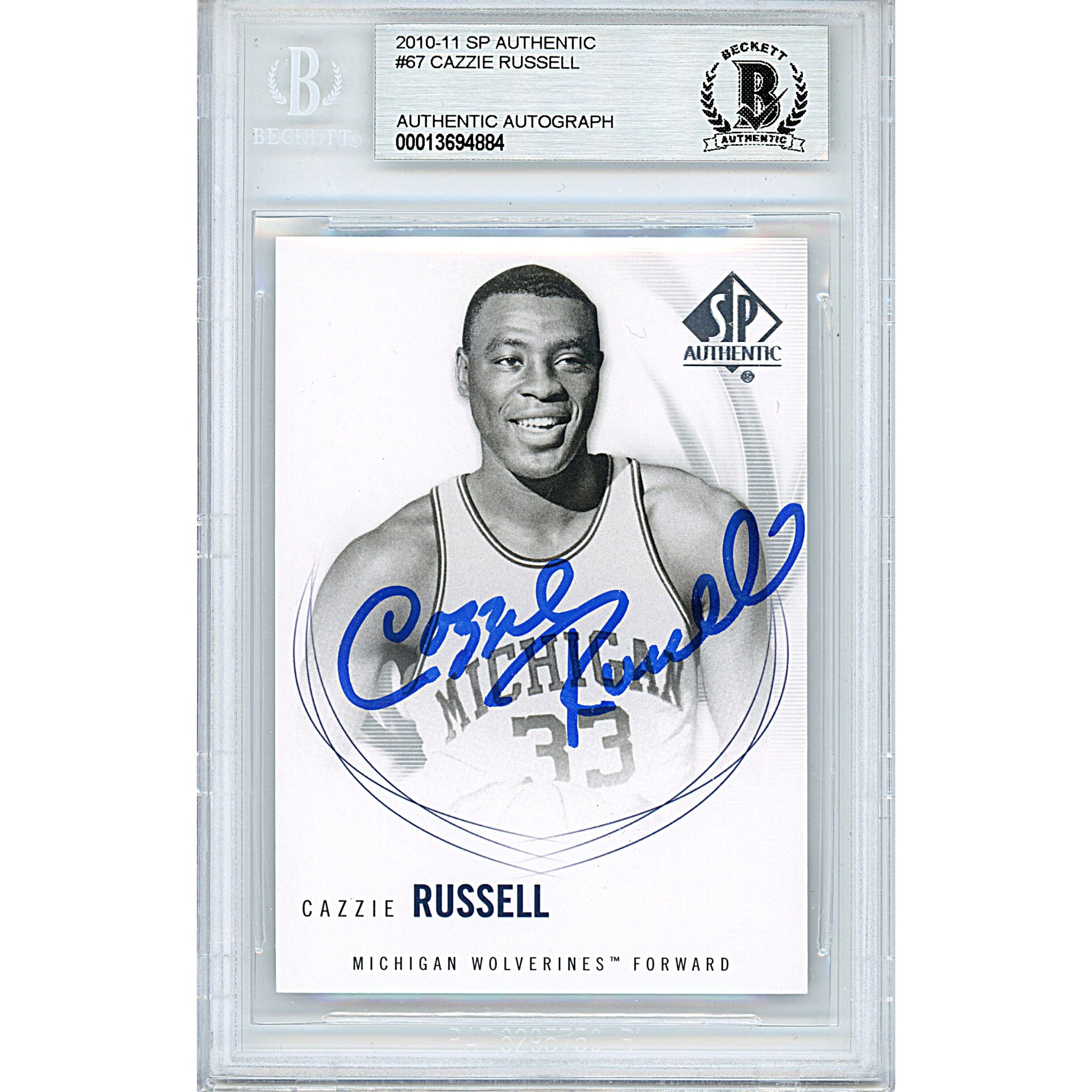 Basketballs- Autographed- Cazzie Russell Signed Michigan Wolverines 2010-2011 Upper Deck SP Authentic Basketball Card Beckett BAS Slabbed 00013694884 - 101