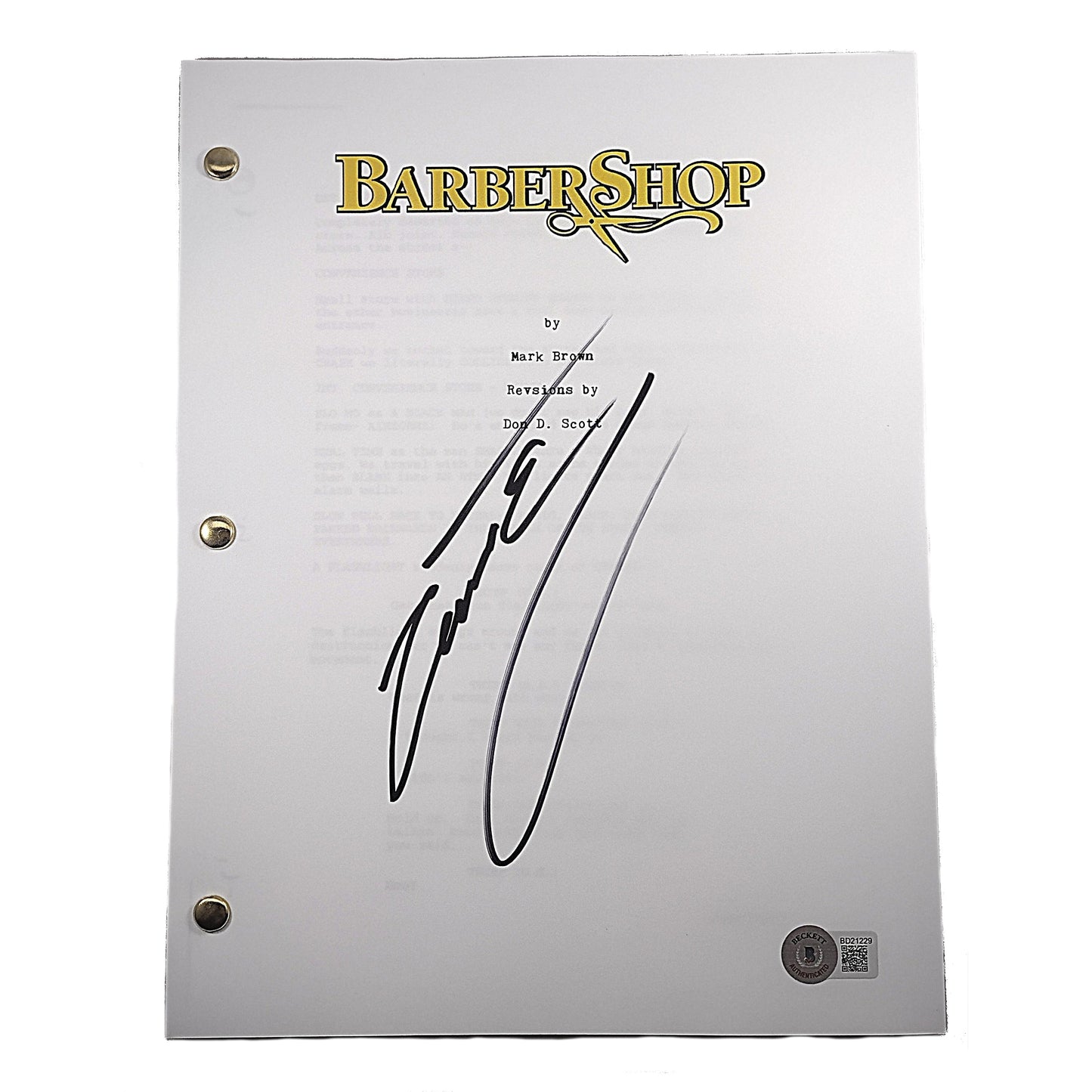 Hollywood- Autographed- Cedric The Entertainer Signed Barbershop Full Movie Script Beckett Authentication 102