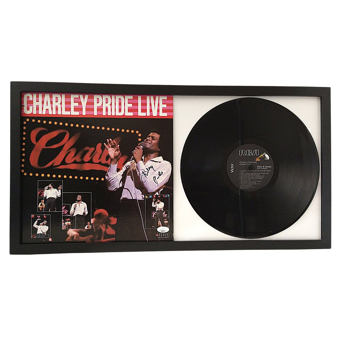 Music- Autographed- Charley Pride Signed 'Charley Pride Live' Vinyl Record Album Cover Framed JSA Cert Authentication 101