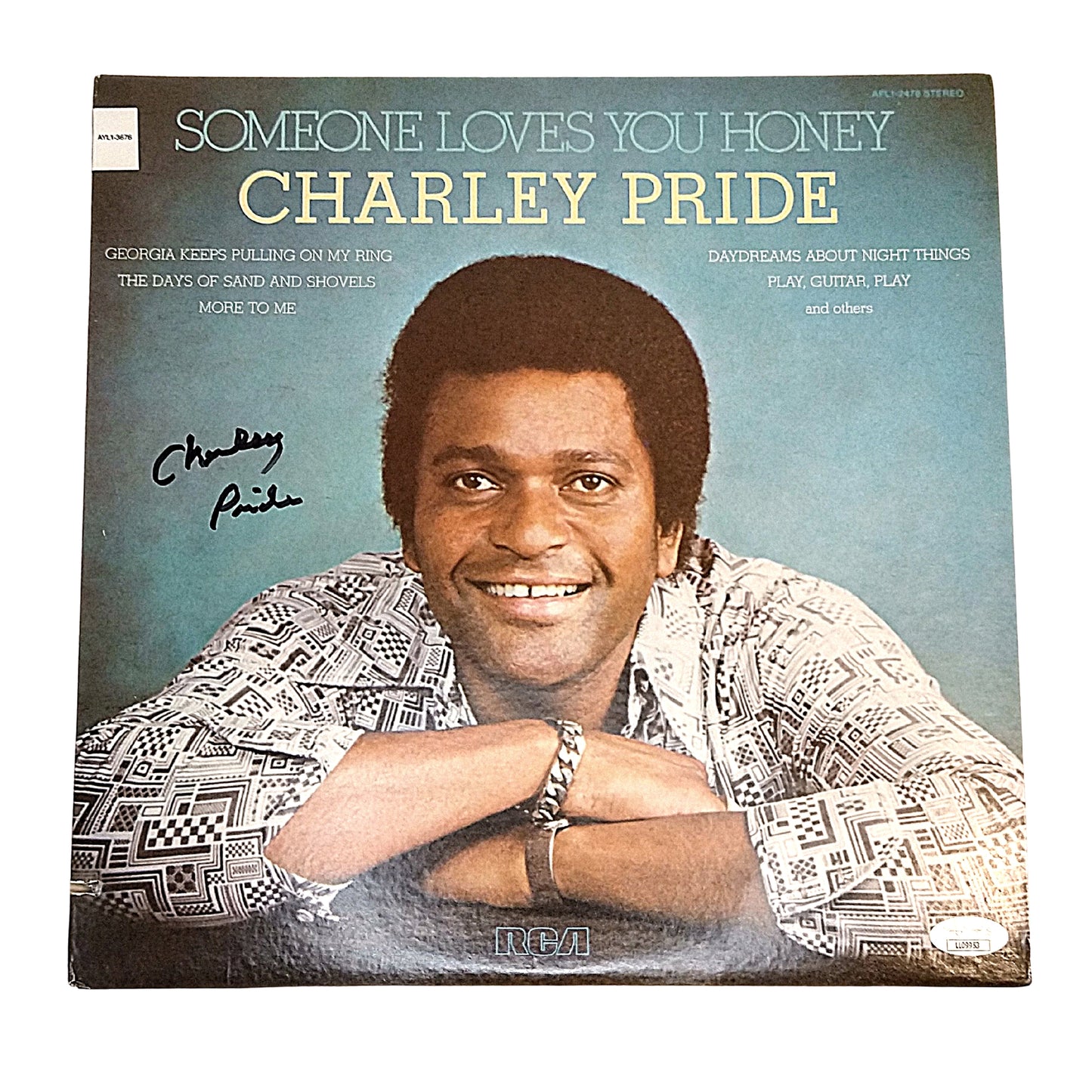 Music- Autographed- Charley Pride Signed 'Somebody Loves You Honey' Vinyl Record Album Cover Framed JSA Cert Authentication 103