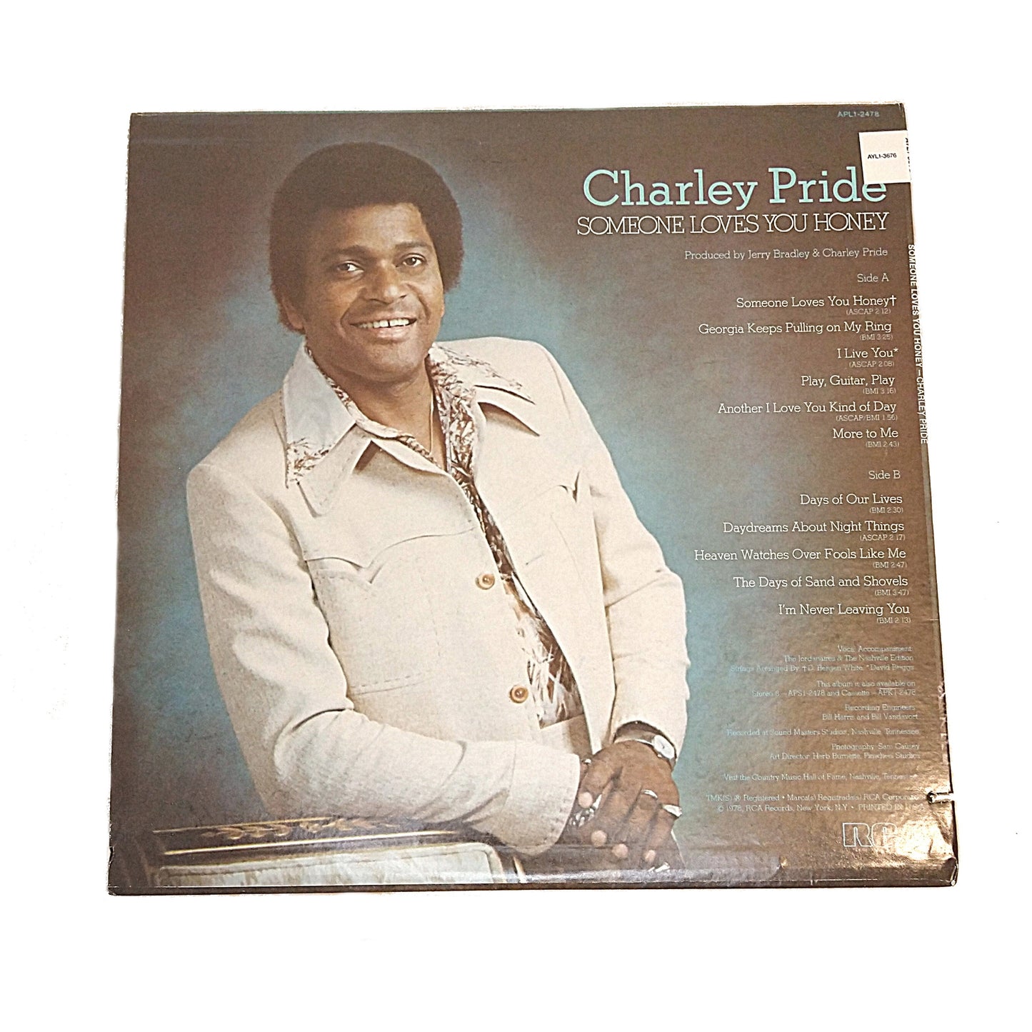 Music- Autographed- Charley Pride Signed 'Somebody Loves You Honey' Vinyl Record Album Cover Framed JSA Cert Authentication 104