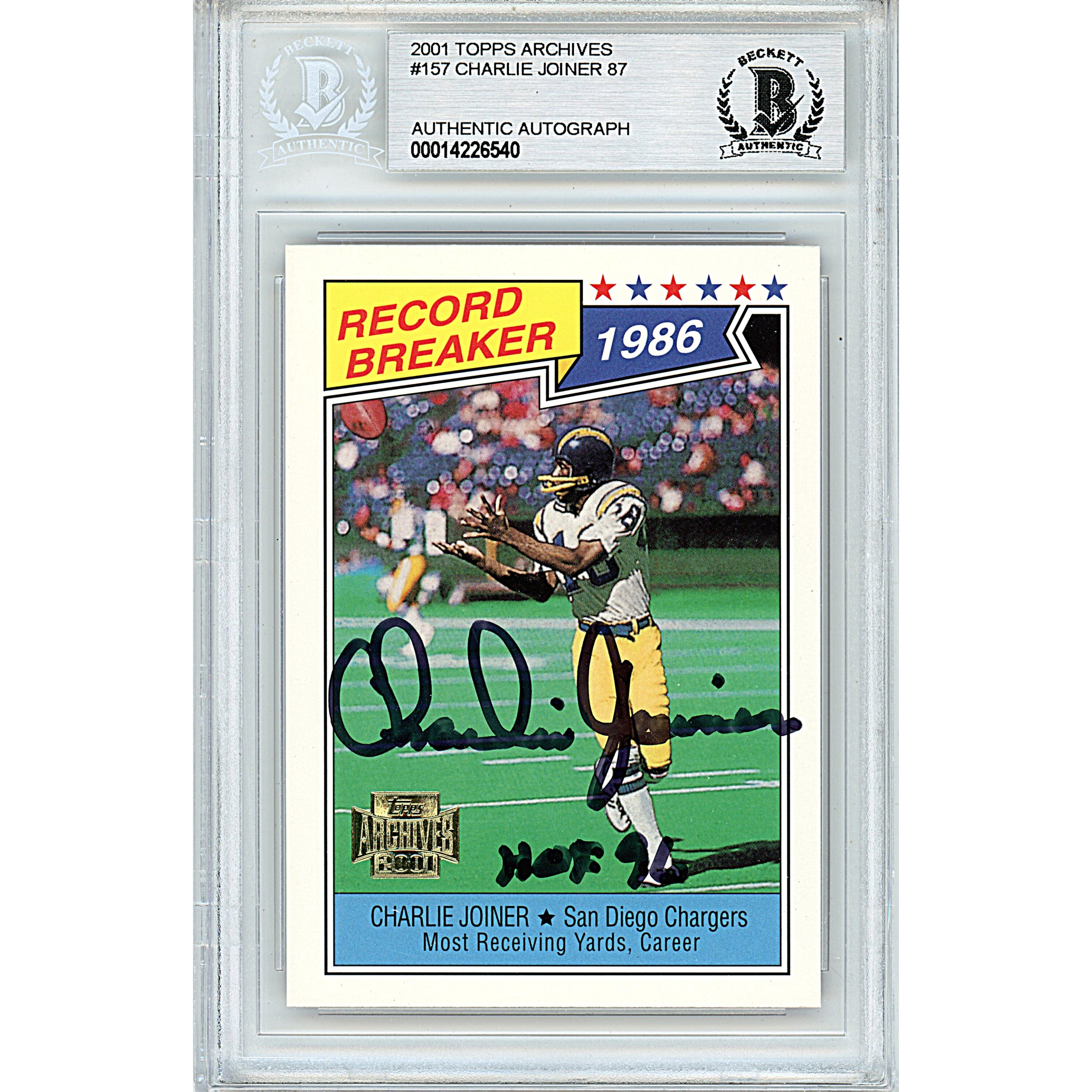 2001 Topps #157 Charlie Joiner Autographed Trading Card – Beckett BAS