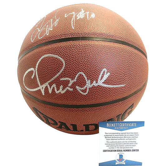 Basketballs- Autographed- Chris Mullin and Tim Hardaway Duo Signed NBA Spalding Basketball Golden State Warriors Proof Photo- Beckett BAS - 101