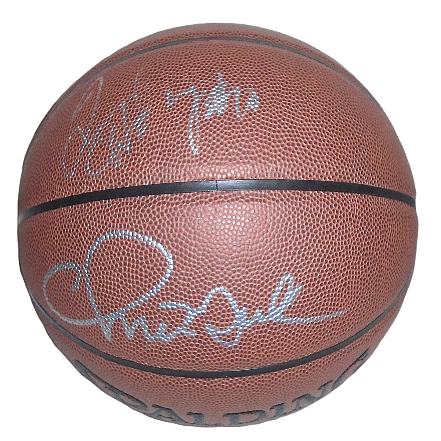 Basketballs- Autographed- Chris Mullin and Tim Hardaway Duo Signed NBA Spalding Basketball Golden State Warriors Proof Photo- Beckett BAS - 102
