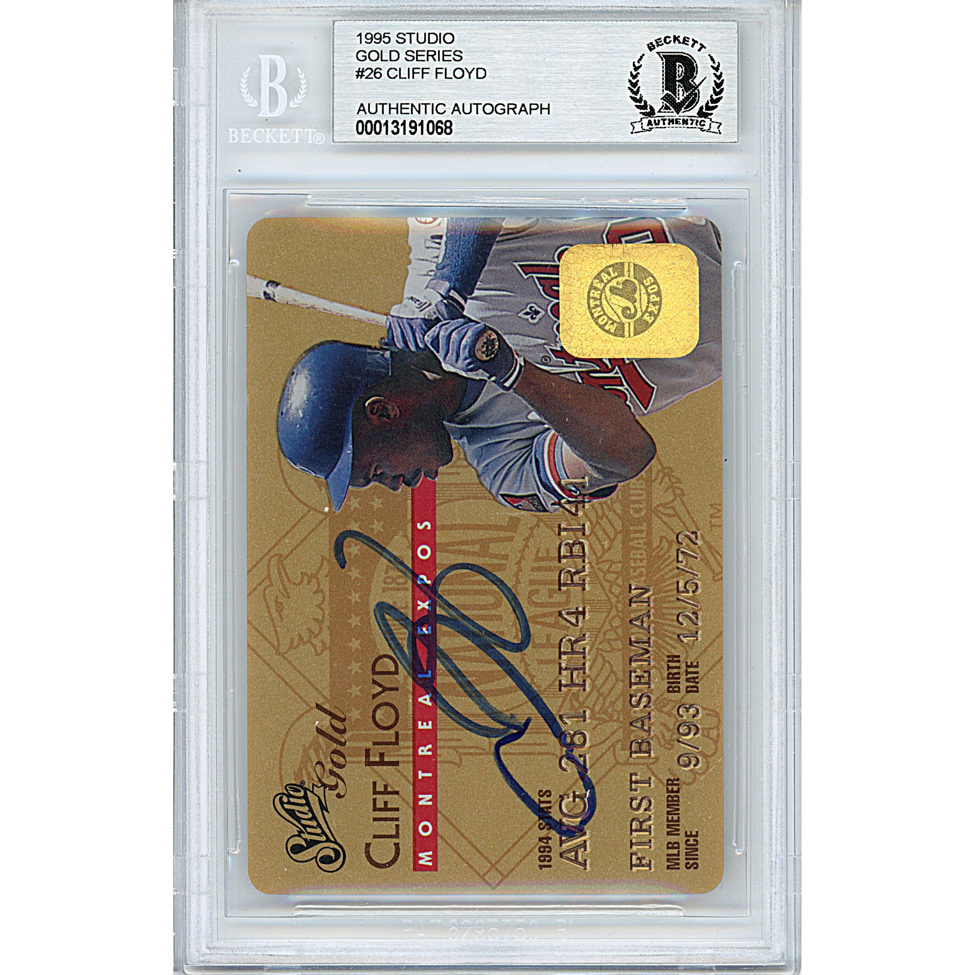 1995 Donruss #26 Cliff Floyd Signed Trading Card – Beckett BAS