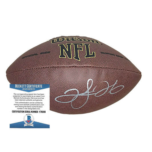 Footballs- Autographed- Clinton Portis Signed NFL Wilson Composite Super Grip Football- Denver Broncos- Washington Football Team- Miami Hurricanes- Exact Proof Photo- Beckett BAS Authentication 101