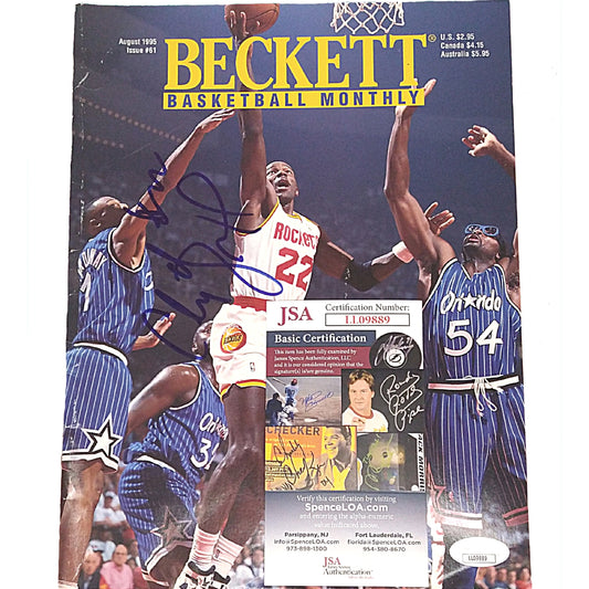 Basketball- Autographed- Clyde Drexler Signed Beckett Basketball Monthly Price Guide Magazine August 1995 JSA Authentication 101