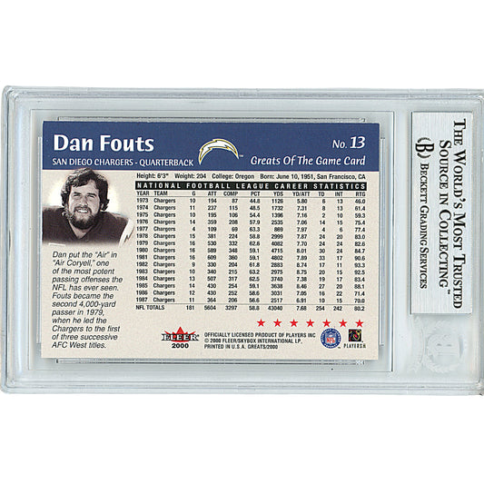 Footballs- Autographed- Dan Fouts Signed San Diego Chargers 2000 Fleer Greats of the Game Football Card Beckett BAS Slabbed 00014226016 - 102