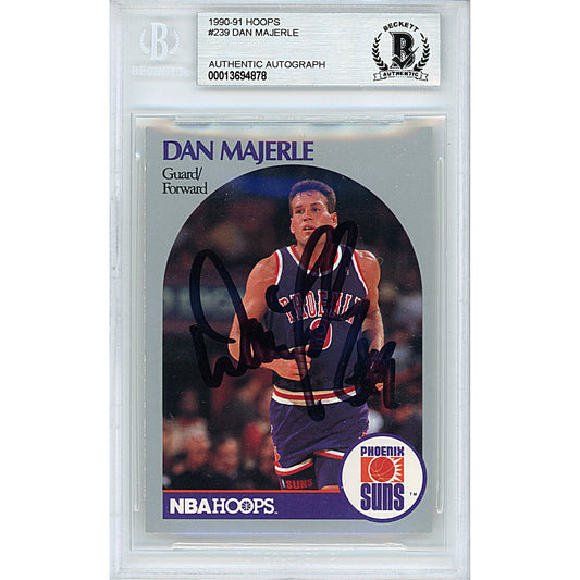 Basketballs- Autographed- Dan Majerle Signed Phoenix Suns 1990-1991 NBA Hoops Basketball Card Beckett BAS Slabbed 00013694878 - 101