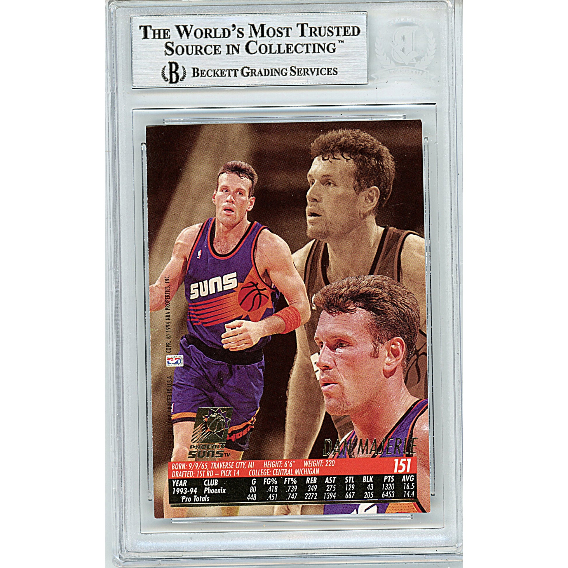 Basketballs- Autographed- Dan Majerle Signed Phoenix Suns 1994-1995 Fleer Ultra Basketball Card Beckett BAS Slabbed 00014225452 - 102