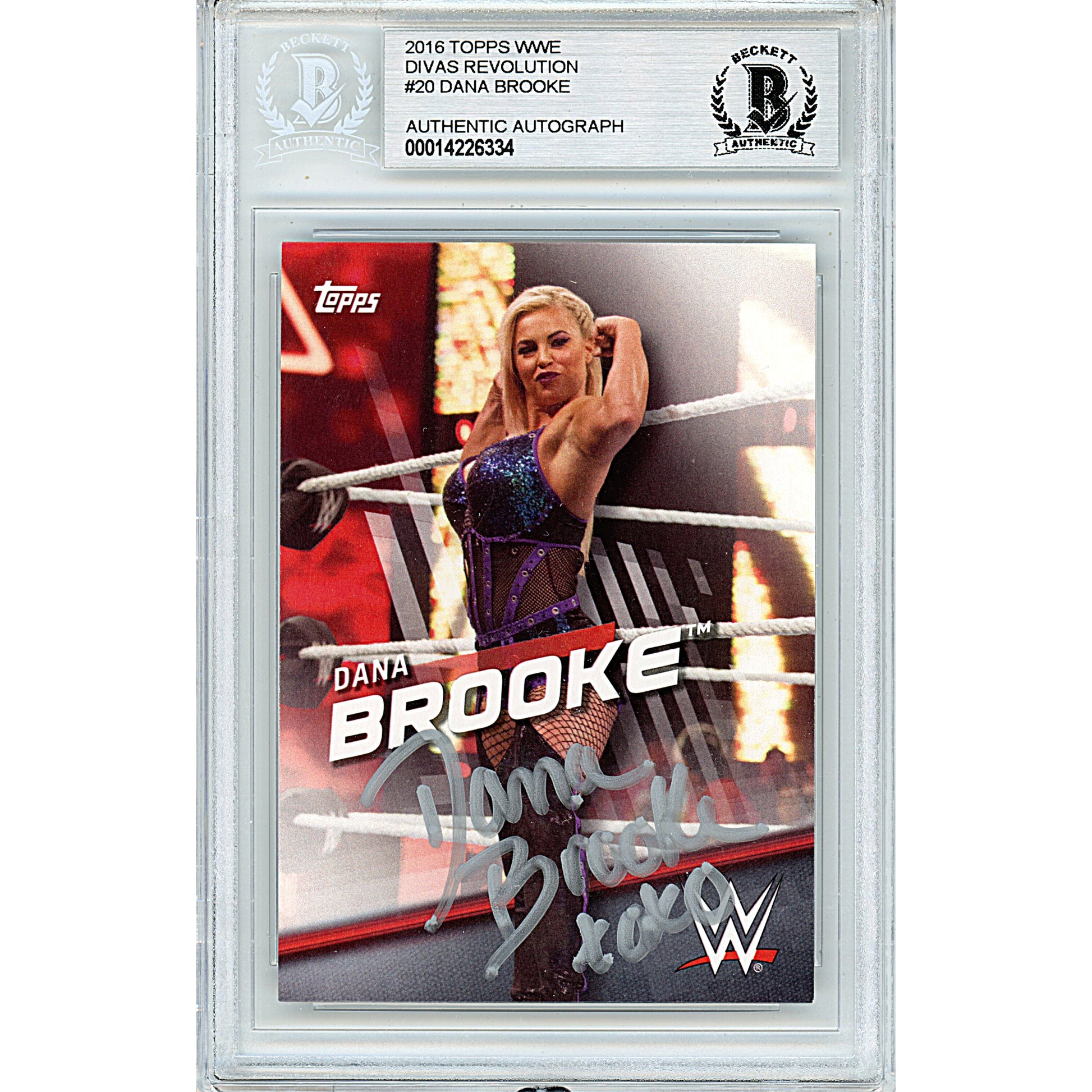 Wrestling- Autographed- Dana Brooke Signed 2016 Topps WWE Divas Revolution Wrestling Card Beckett BAS Slabbed 00014226334 - 101