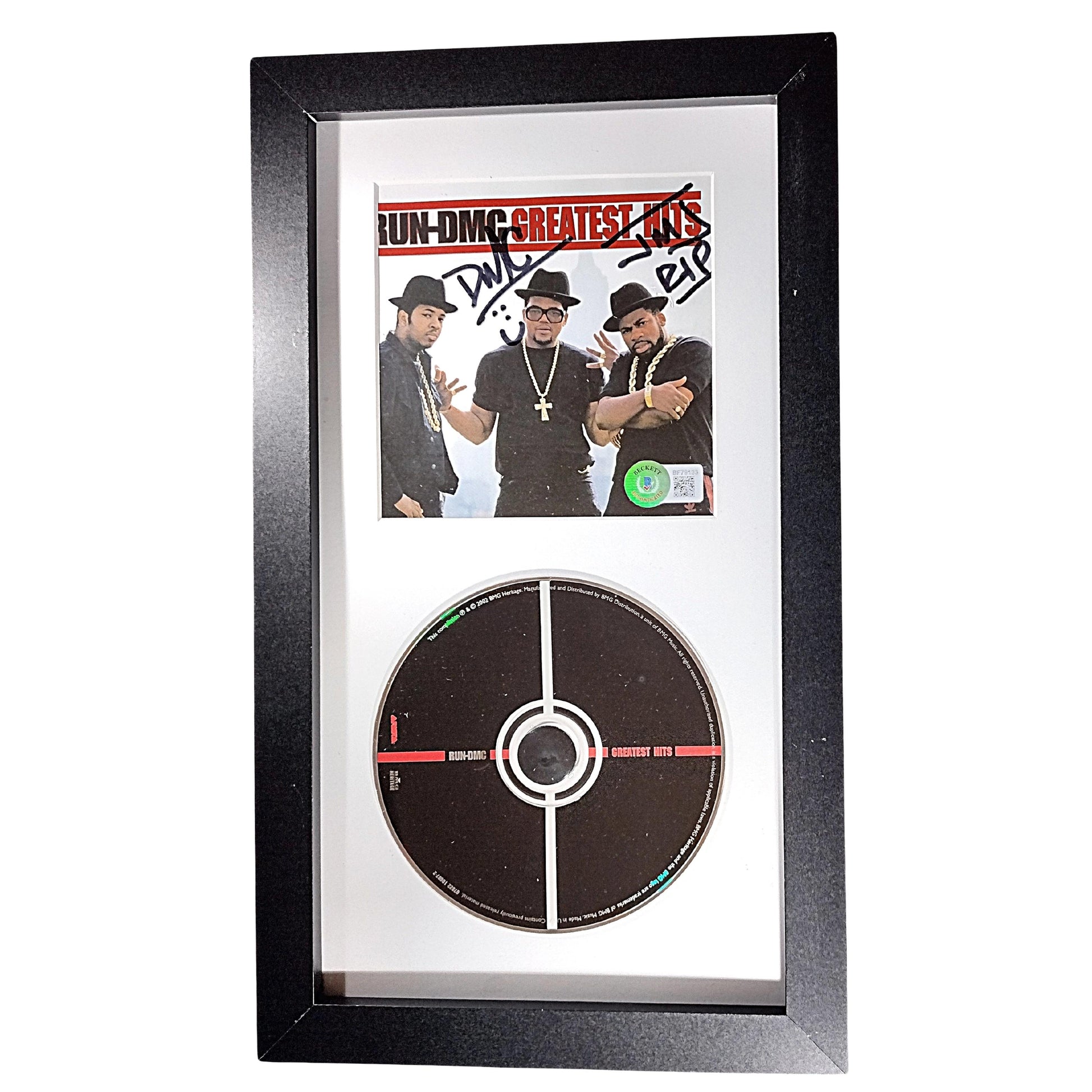 Music- Autographed- Darryl McDaniels Signed Run DMC Greatest Hits CD Cover Framed and Matted Wall Display Beckett Authentication 101