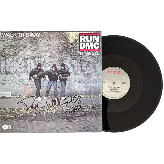Music- Autographed- Darryl McDaniels Signed Run DMC Walk This Way 12" Single Vinyl Record Album Cover Beckett Authentication 101