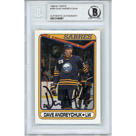 Hockey- Autographed- Dave Andreychuk Signed Buffalo Sabres 1990-1991 Topps Hockey Card Beckett BAS Slabbed 00013190987 - 101