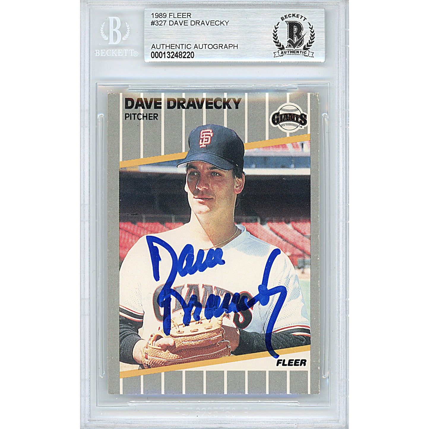 Baseballs- Autographed- Dave Dravecky Signed San Francisco Giants 1989 Fleer Baseball Card Beckett BAS Slabbed 00014226224 - 101