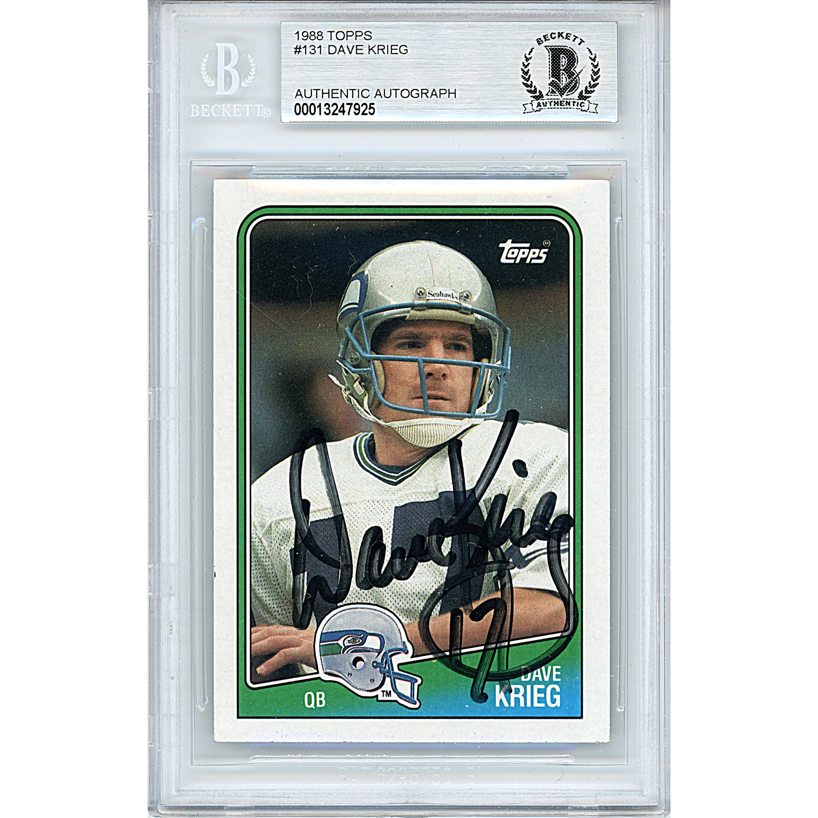 1988 Topps Dave Krieg Autographed Trading Card – Beckett BAS