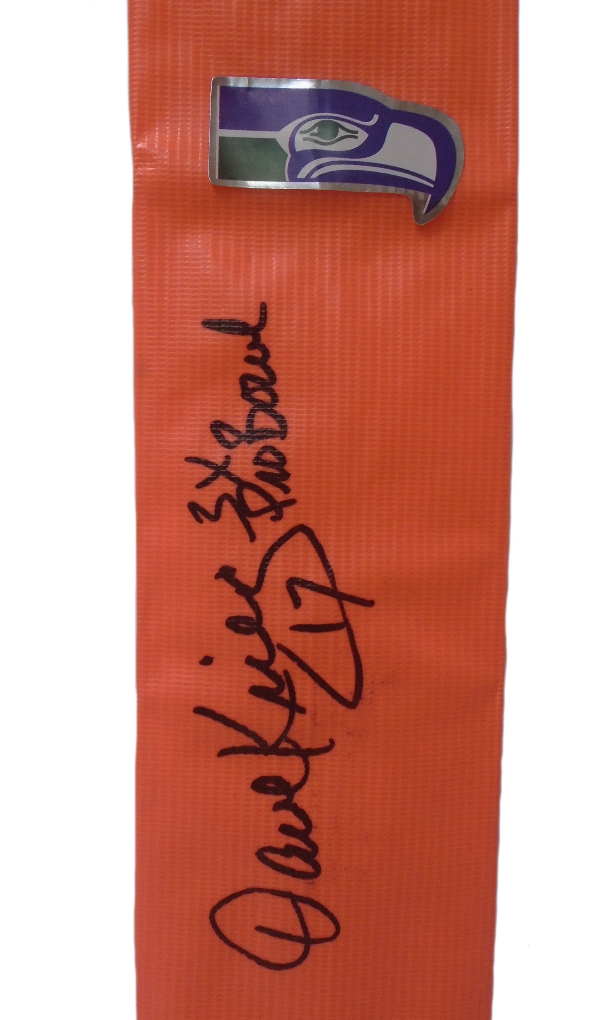 Football End Zone Pylons- Autographed- Dave Krieg Signed Seattle Seahawks Full Size Logo Football Pylon Beckett BAS Authentication 203