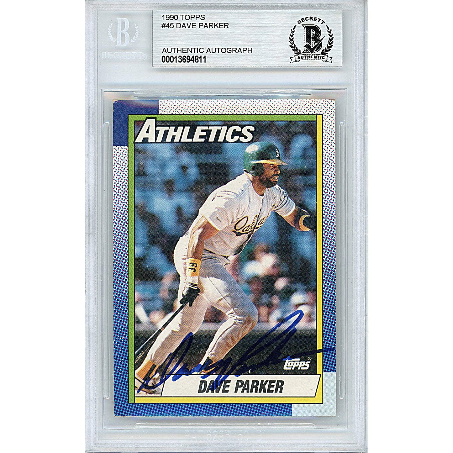 Baseballs- Autographed- Dave Parker Signed Oakland Athletics A's 1990 Topps Baseball Card Beckett BAS Slabbed 00013694811 - 101