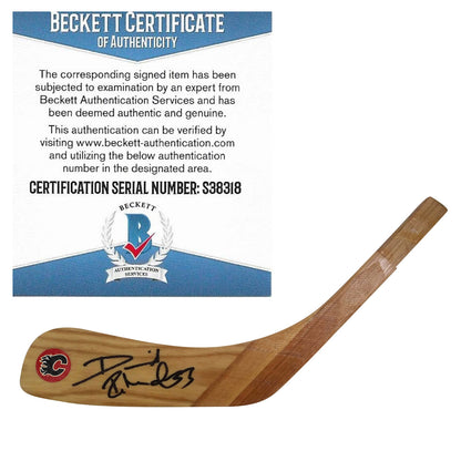 Hockey Stick Blades- David Rittich Signed Calgary Flames Logo Hockey Stick Blade - Proof Photo - Beckett BAS 201