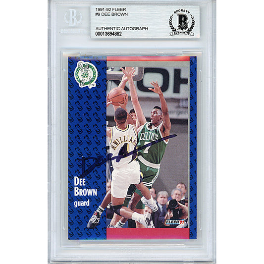 Basketballs- Autographed- Dee Brown Signed Boston Celtics 1991-1992 Fleer Basketball Card Beckett Authentication Slabbed 00013694882 - 101
