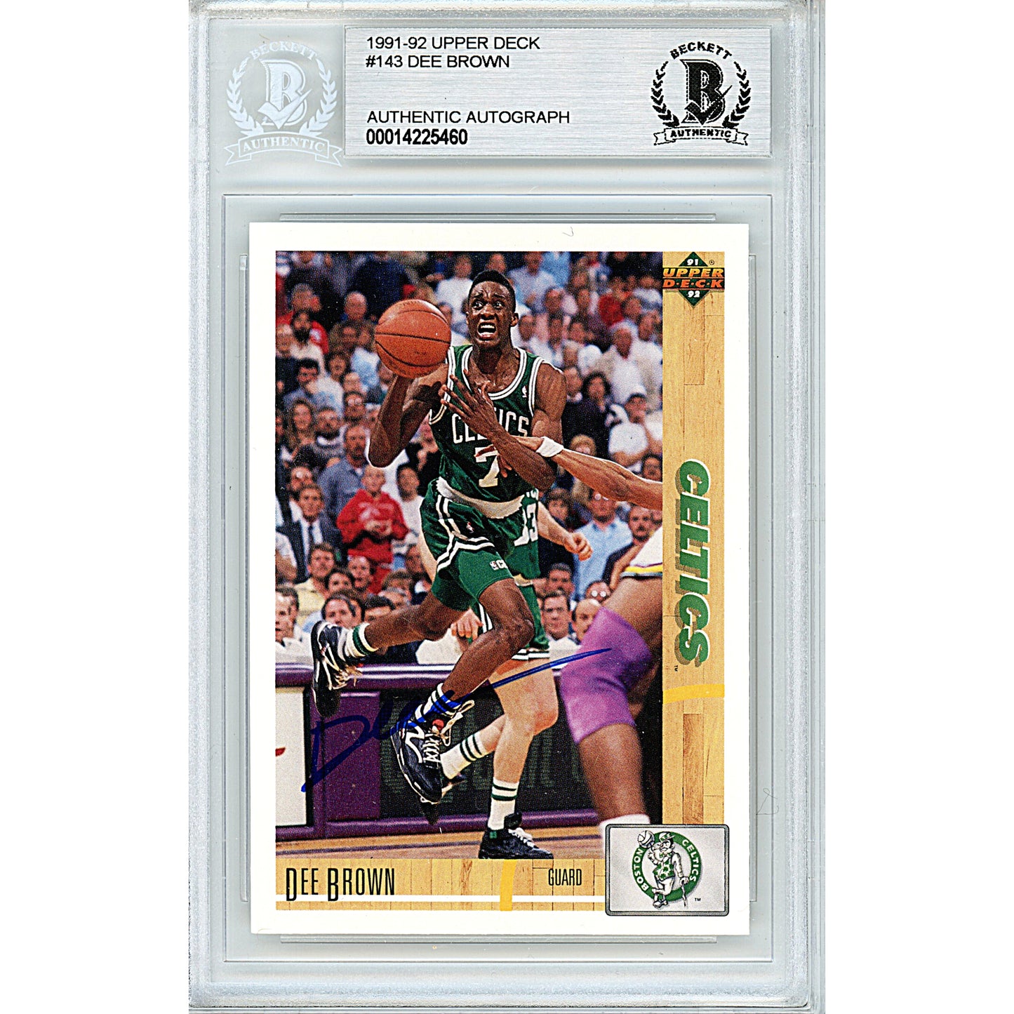 Basketballs- Autographed- Dee Brown Signed Boston Celtics 1991-1992 Upper Deck Basketball Card Beckett BAS Slabbed 00014225460 - 101