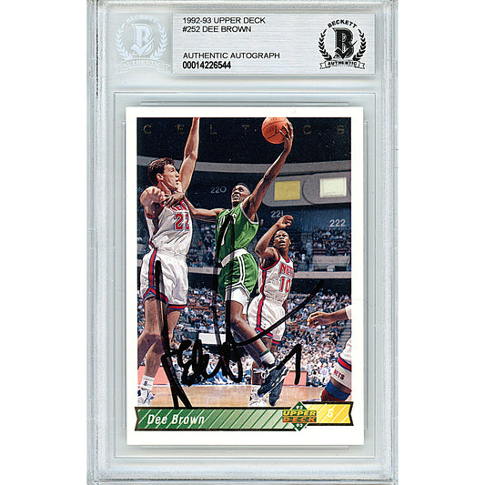 Basketballs- Autographed- Dee Brown Signed Boston Celtics 1992-1993 Upper Deck Basketball Card Beckett BAS Slabbed 00014226544 - 101