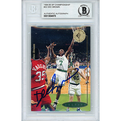 Basketballs- Autographed- Dee Brown Signed Boston Celtics 1994-1995 Upper Deck SP Championship Basketball Card Beckett BAS Slabbed 00013694978 - 101