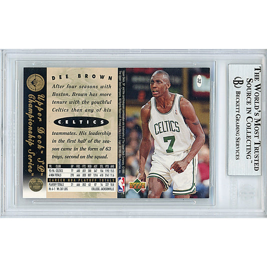 Basketballs- Autographed- Dee Brown Signed Boston Celtics 1994-1995 Upper Deck SP Championship Basketball Card Beckett BAS Slabbed 00013694978 - 102