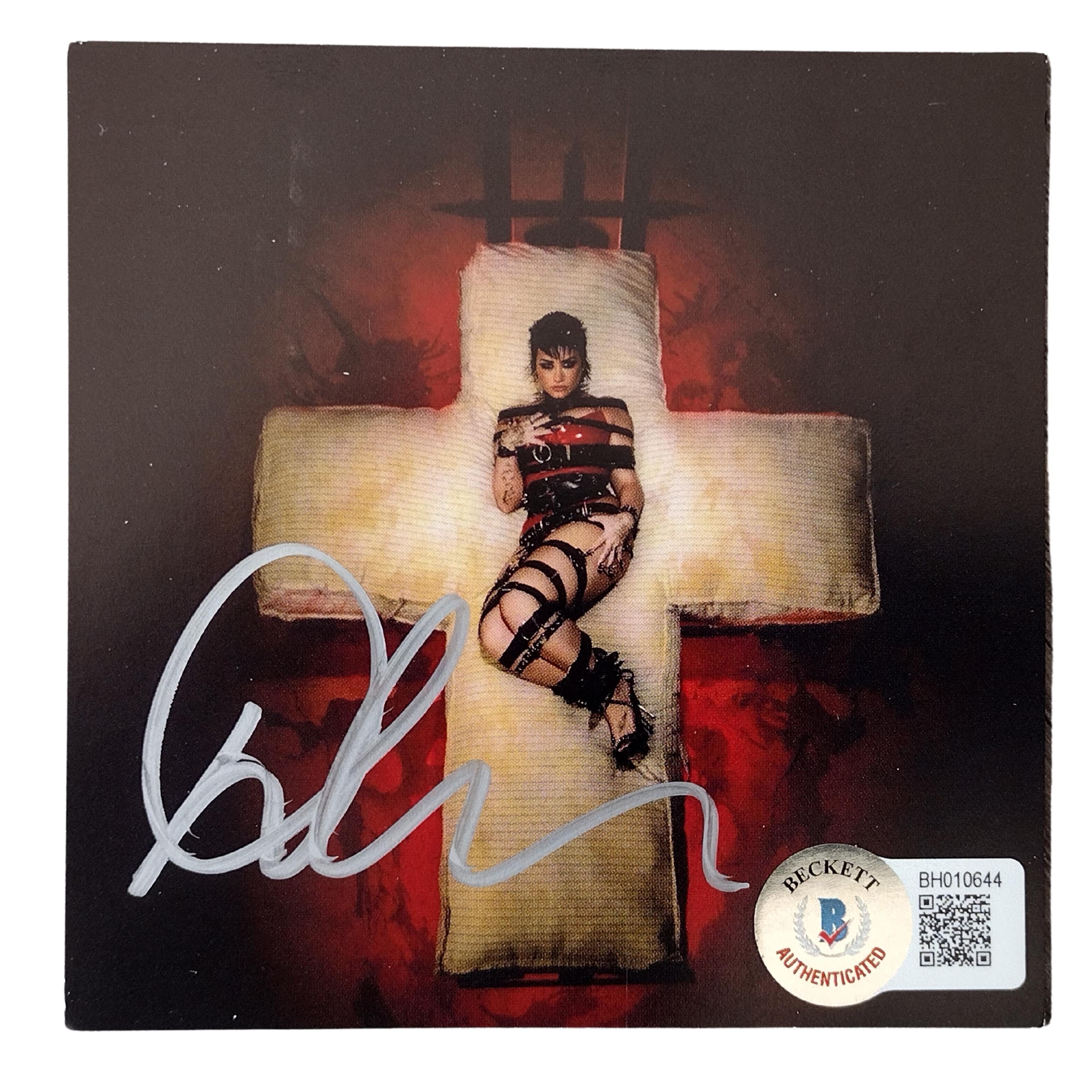 Demi Lovato signed microphone – signature close-up – Beckett COA