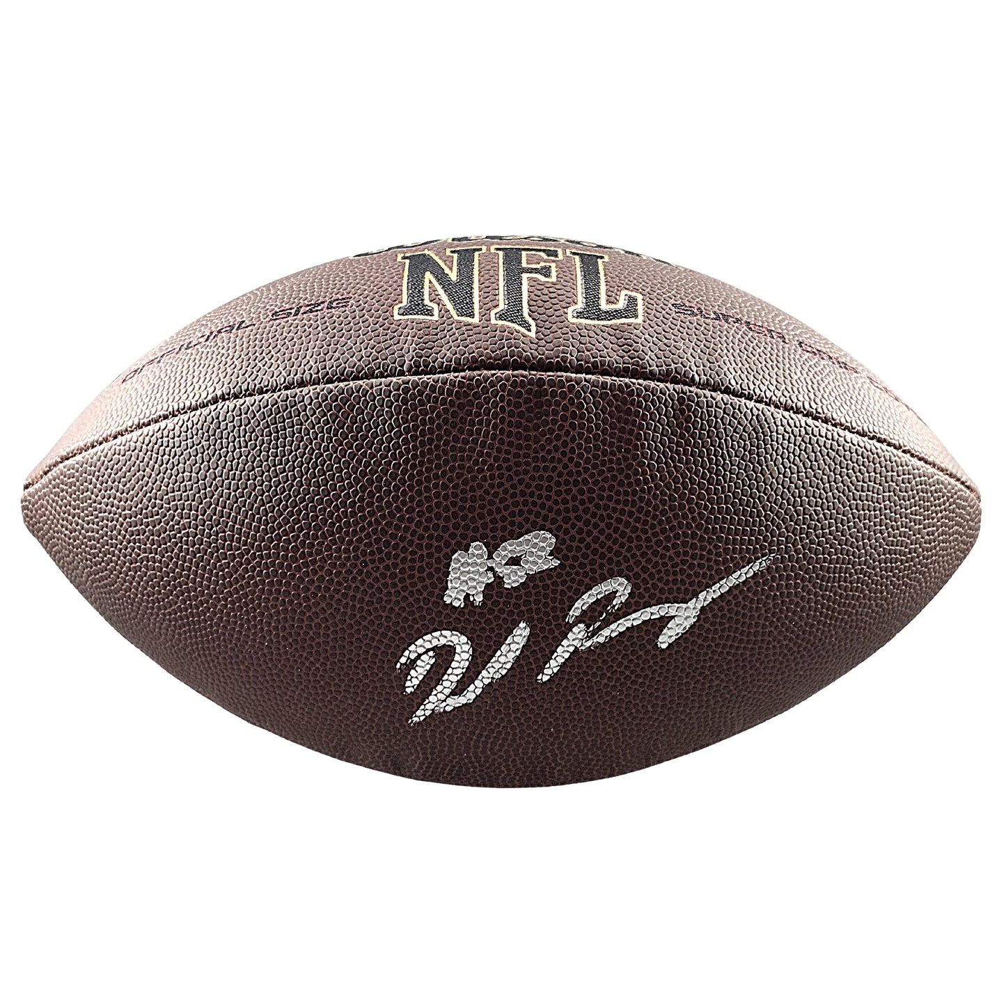 Footballs- Autographed- Denzel Perryman Signed NFL Wilson Super Grip Football Las Vegas Raiders Beckett BAS Authentication 102