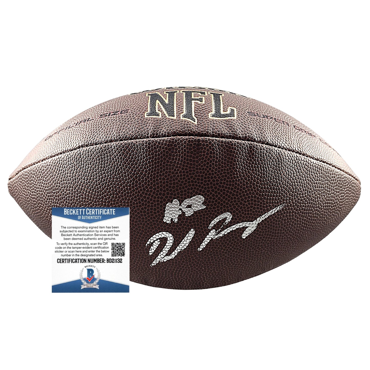 Footballs- Autographed- Denzel Perryman Signed NFL Wilson Super Grip Football Las Vegas Raiders Beckett BAS Authentication 101